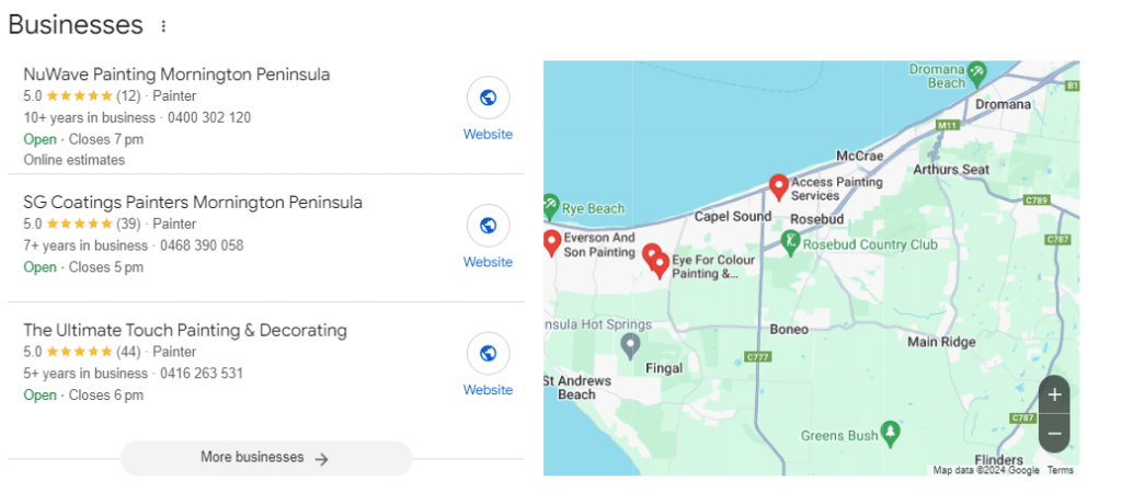 Google Map Pack Local SEO for local visibility Mornington Peninsula