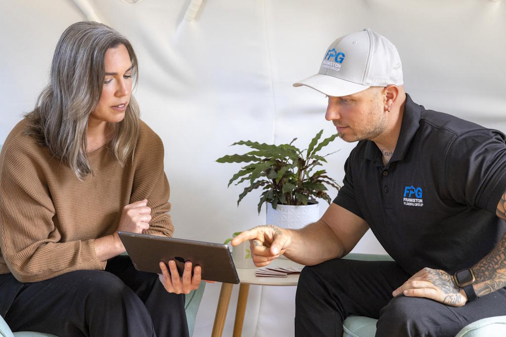 Kelly Thirgood with Tradie Client