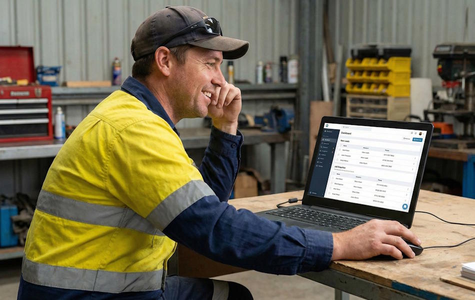 Tradie Reviewing Ad Conversions Dashboard