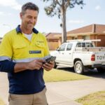 Tradie reviewing online bookings