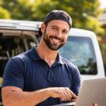 Tradie Checking His Website Leads